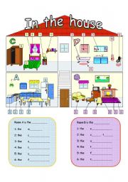 English Worksheet: In the house: rooms and furniture