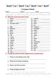 English Worksheet: Plurals