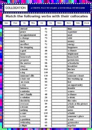 English Worksheet: collocations