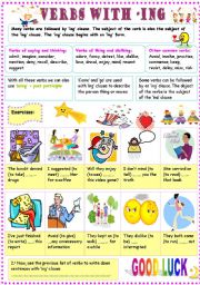 English Worksheet: ING CLAUSE