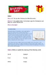 English Worksheet: boxing day part I