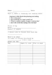 English Worksheet: Planning Your Reading