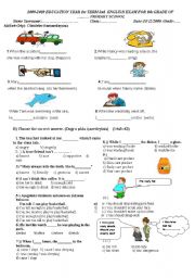 English Worksheet: 8th grade 2nd term 2nd exam