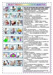 English Worksheet: OBJECT PRONOUN AND POSSESSIVE ADJECTIVE