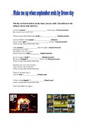 English Worksheet: wake me up when september ends