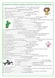 English Worksheet: Word formation - exercise (3)