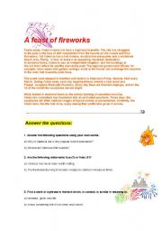 English worksheet: a feast of fireworks