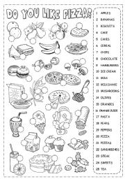 English Worksheet: Food Pictionary