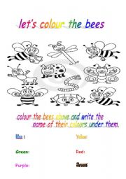 English worksheet: learning colours