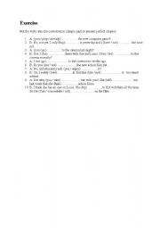 English worksheet: simple past or present perfect simple