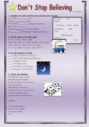English Worksheet: Dont Stop Believing By Journey (2 pages)