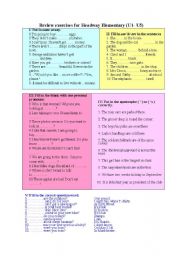 English Worksheet: Headway Elementary Review Exercises