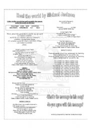 English Worksheet: SONG ABOUT EVIRONMENTAL ISSUES- HEAL THE WORLD BY Michael Jackson