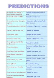 English Worksheet: First Conditional -Common Predictions