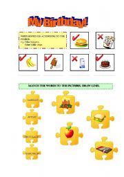 English worksheet: TEST FOOD ELEMENTARY