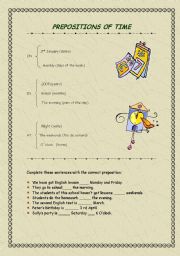 English Worksheet: preposition of time