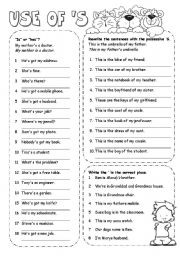 English Worksheet: Use of S