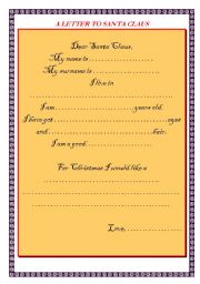 English Worksheet: a letter to Santa Claus
