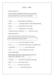 English worksheet: modal work sheet