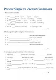 English Worksheet: Present Simple vs Present Continuous