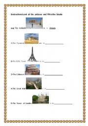 English worksheet: THE PLACES