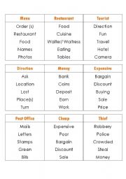 English Worksheet: Taboo Cards on Various Topics
