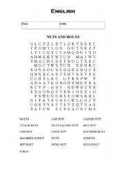 English Worksheet: word puzzle nuts and bolts