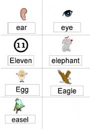 English worksheet: e words