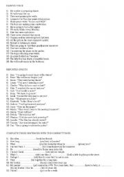 English Worksheet: passive voice reported speech tenses phrasal verbs