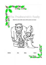 English worksheet: The Frankestein Family