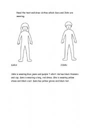 English worksheet: Dress up Sarah and John!!