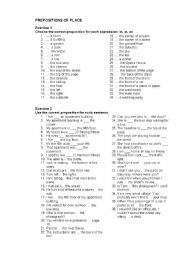 English Worksheet: PREPOSITIONS OF PLACE