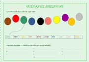 English worksheet: Colourful balloons