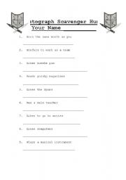 English worksheet: Autograph Scavenger Hunt