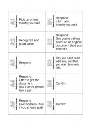 English Worksheet: The Ultimate Telephoning Challenge - Cards - Phone Calls (Illegible Document) Business English Role Play Cards