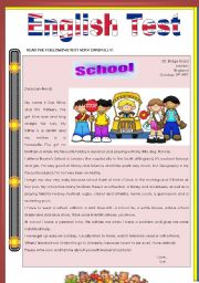 English Worksheet: Test about school