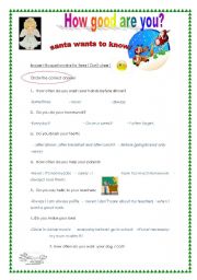 English Worksheet: A questionnaire from Santa for naughty boys and girls at Christmas