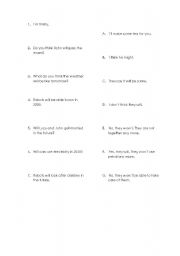 English Worksheet: Future Tense Mix-and-Match Cards