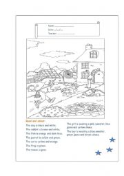 English Worksheet: Read and colour