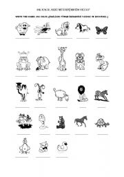 English Worksheet: animals vocabulary activity