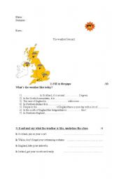 English worksheet: weather forecast worksheet