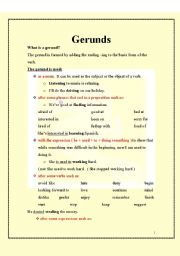 English Worksheet: Gerunds