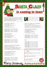 English Worksheet: Christmas Set  (10)  -  Its time to sing along:  Bruce Springsteens 