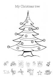 English Worksheet: My Xmas tree