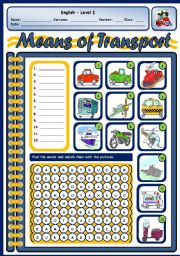 English Worksheet: MEANS OF TRANSPORT