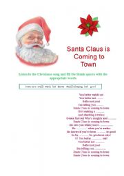 English Worksheet: Chritmas- Santa Claus is Coming to Town