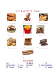 English worksheet: My Favorite Food