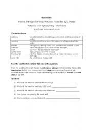 English Worksheet: Weather Warnings in Fall/Winter: Words and Phrases that Signal Danger 