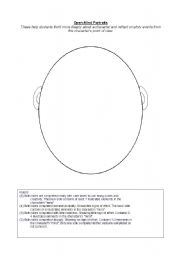 English worksheet: Thinking  About Characters- Open Mind Portrait