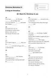 English Worksheet: All I Want for Christmas